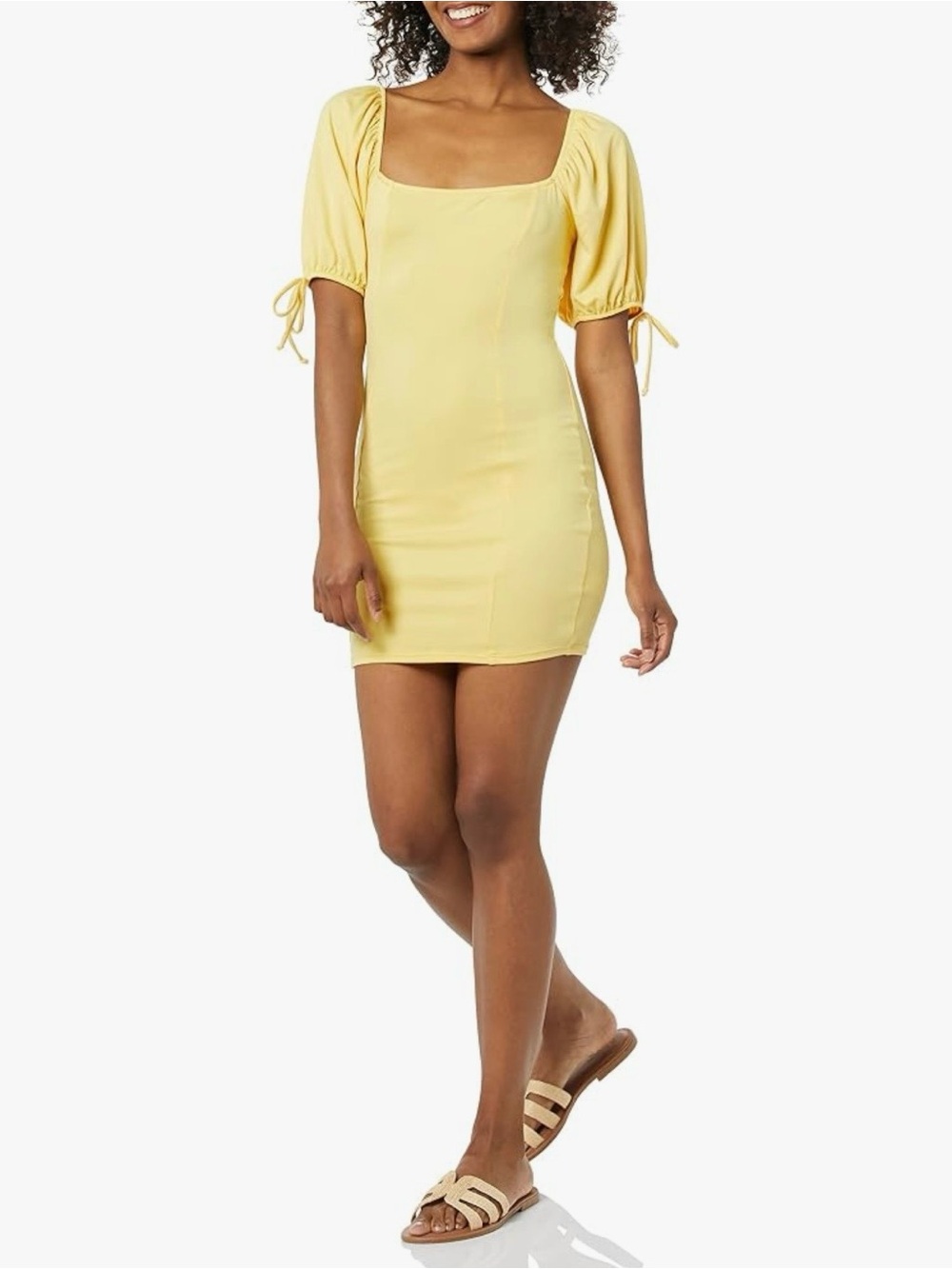 Wild Meadow The Summer Turned Pretty X Puff Sleeve Mini Dress Yellow Sz Lg NWOT